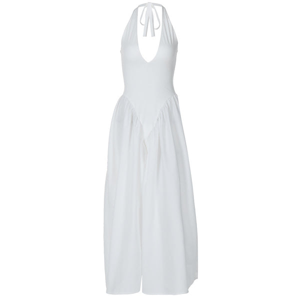 Halter Elegant Large Swing Skirt Dress Women's Clothing