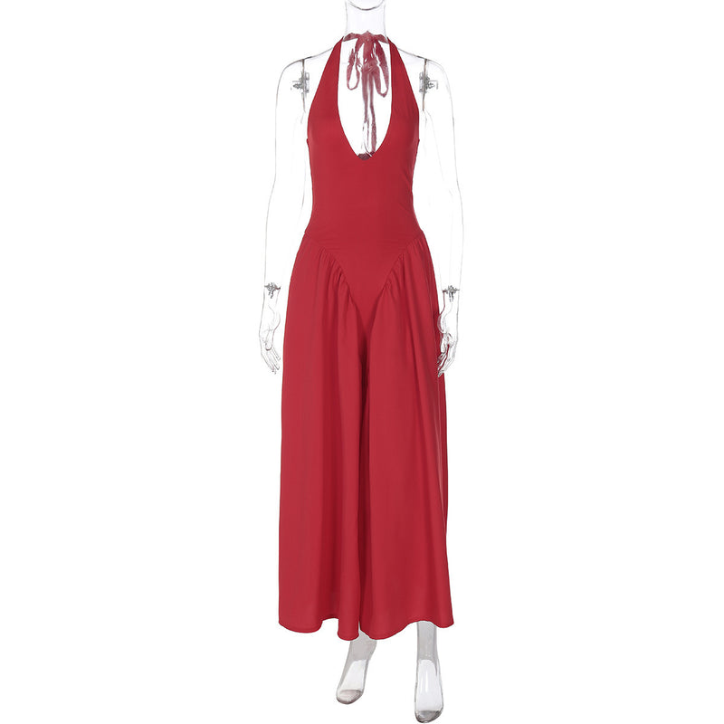 Halter Elegant Large Swing Skirt Dress Women's Clothing