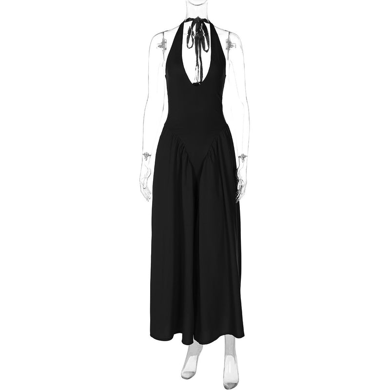 Halter Elegant Large Swing Skirt Dress Women's Clothing